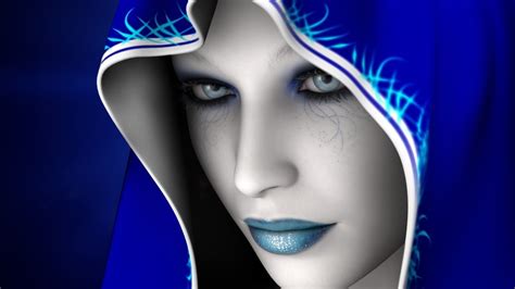 Wallpaper Women Face Tattoo Blue 3d Digital Art 1920x1080