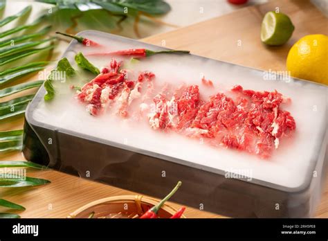 Japanese Wagyu Beefjapanese Kobe Beef A On Ice For Hot Pot Yakiniku