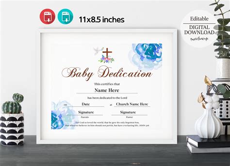 Boy Baby Dedication Certificate Baby Dedication Certificate Etsy