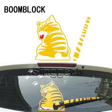 Boomblock Car Styling Window Wiper Cartoon Cat Sticker For Mercedes