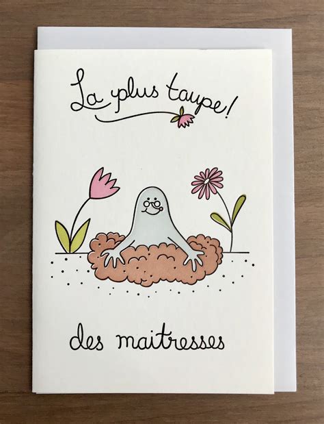 Handmade Letterpress French Teacher Greeting Card La Etsy
