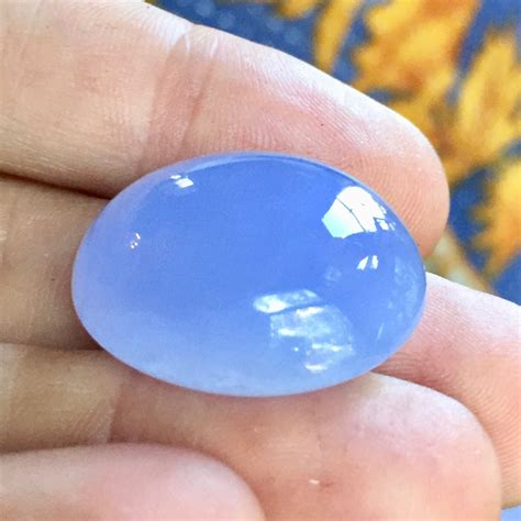 Turkish Blue Chalcedony 40 Ct Oval Cabochon Gorgeous