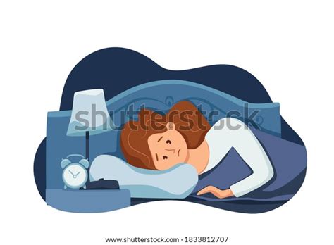 Sleepy Awake Woman Bed Suffers Insomnia Stock Vector Royalty Free