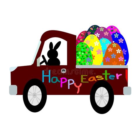 Easter Bunny In Car And Easter Eggs Stock Illustration Illustration