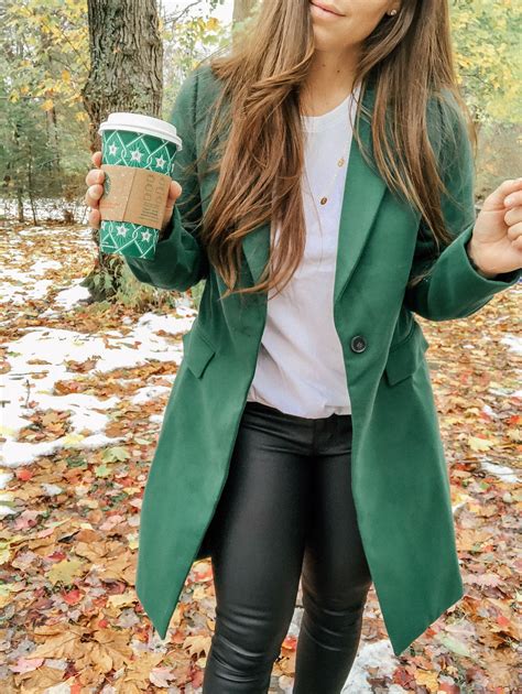 I Love This Coat Green Pea Coat And Leather Leggings Are The Perfect