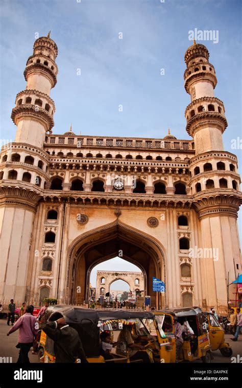 Facade Of A Mosque Charminar Hyderabad Andhra Pradesh India Stock