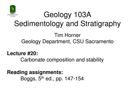 Ppt Geology 103a Sedimentology And Stratigraphy Tim Horner Geology