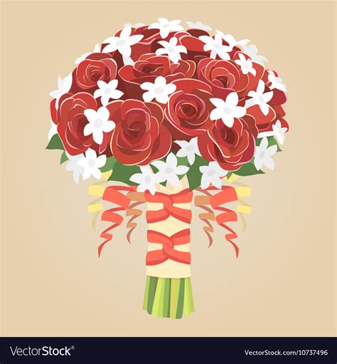 Wedding Bouquet Of Red Roses Royalty Free Vector Image