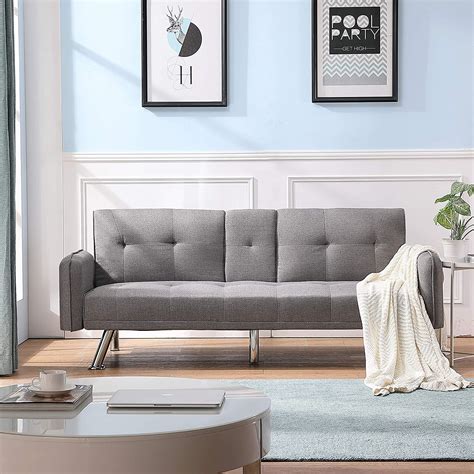 Modern Sleeper Sofa Futon Bed Couch Metal Legs And Upholstery Sofabed