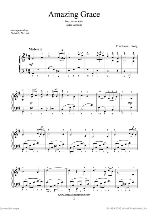 Sheet music basically is a note for someone to write musical notation. Amazing Grace (easy version) sheet music for piano solo