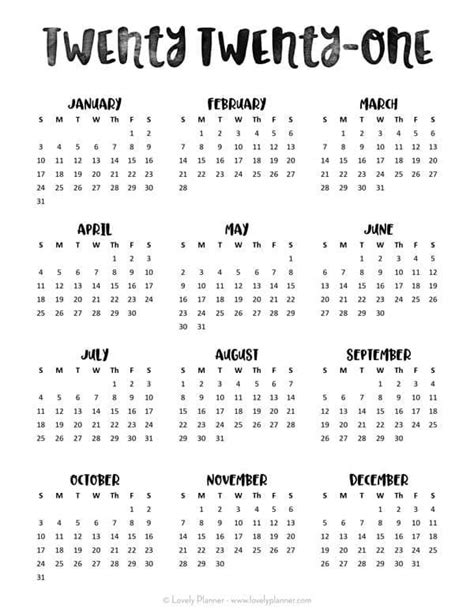 Our online calendar creator tool will help you do that. 24 Pretty (& Free) Printable One Page Calendars for 2021 ...