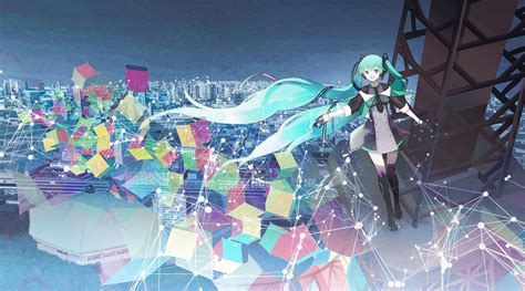 Thigh Highs Cityscape Vocaloid Beach City Anime Hatsune Miku