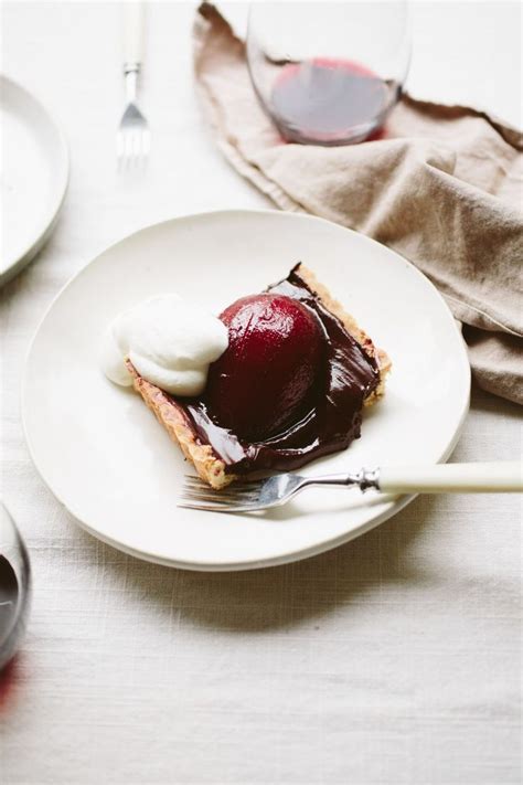 Red Wine Poached Pear And Chocolate Tart Not Without Salt Breakfast