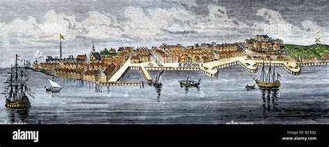 New York City After Becoming An English Colony In 1673 Hand Colored