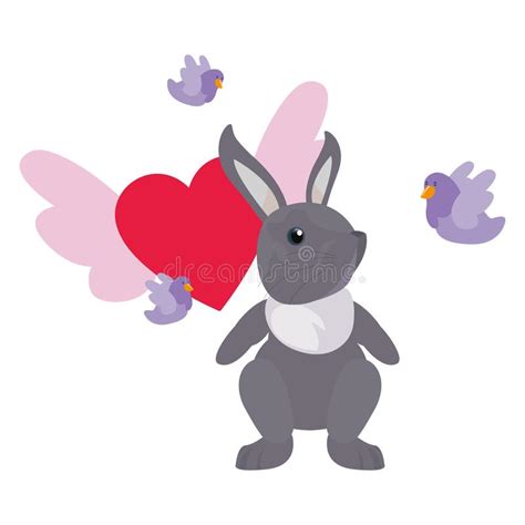 Cute Rabbit Hearts Love Stock Vector Illustration Of Beauty 141253569