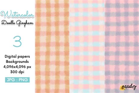 Watercolor Doodle Gingham Backgrounds Graphic By Aeedzyarts888