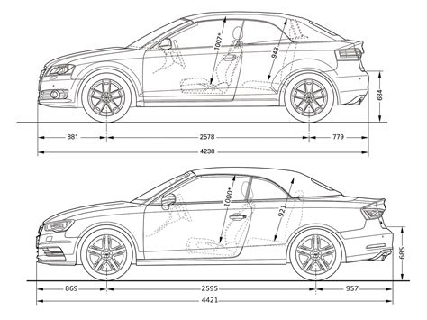 Audi A3 Cabriolet Dimension Comparison Car Body Design