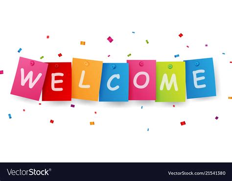 Welcome Sign With Confetti Royalty Free Vector Image