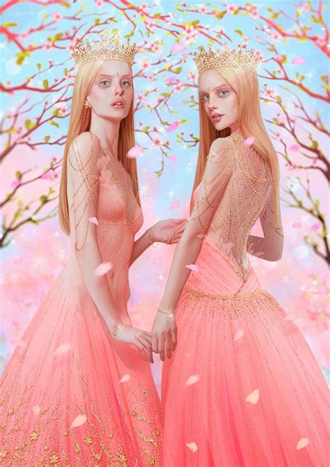 Svetlana Tigaitsvetka Fantasy Paintings Blonde Twins Amazing Art