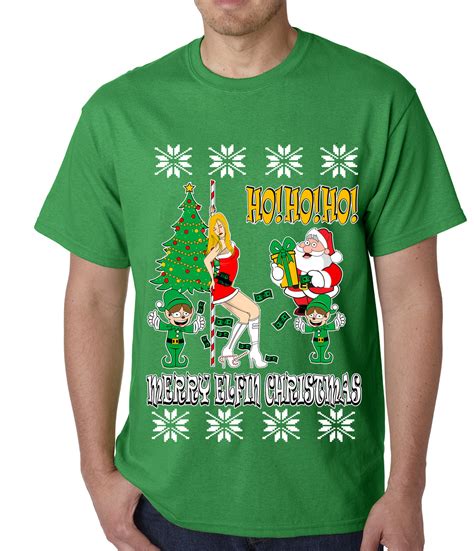 ugly christmas t shirt santa and the stripper mens t shirt bewild