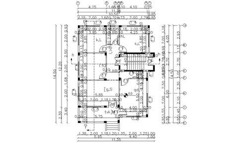 House Column Working Layout Plan With Dimension Drawing Dwg File