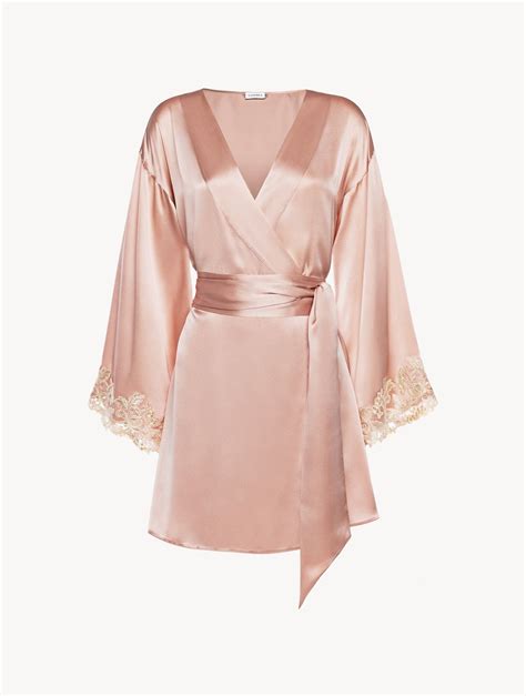 Powder Pink Silk Satin Short Robe With Frastaglio In 2021 Satin Short Pink Silk Robe Silk Outfit