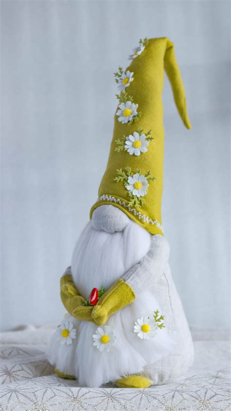 Daisy Flower Gnome Decor Stuffed Gnomes Stuff Gnome Doll Etsy In