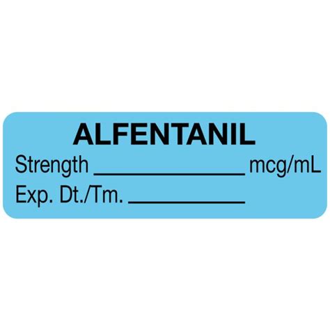 Anesthesia Label Alfentanil Mgml 1 12 X 12 United Ad Label