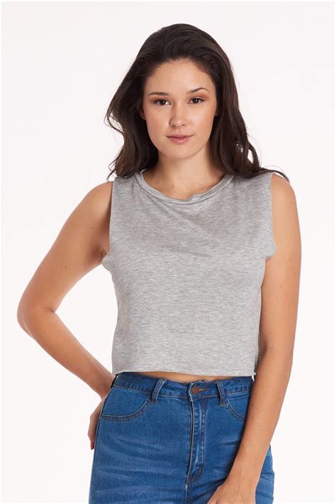 Heathered Muscle Crop Top Gray Discovery Clothing Cute Clothes For Women Cute Cheap Outfits