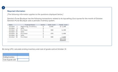 Solved Using Fifo Calculate Ending Inventory And Cost Of Goods Sold