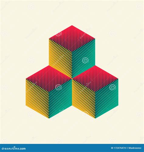 Abstract Cube Logotype Halftone Geometric Element Stock Vector
