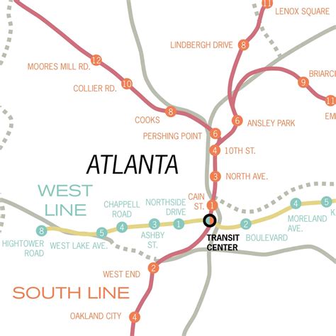 Atlanta Marta System Map Print 1962 Plan Square Sized Etsy