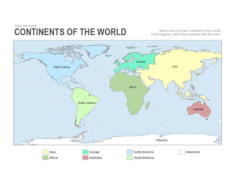 Map Of The World Continents Labeled