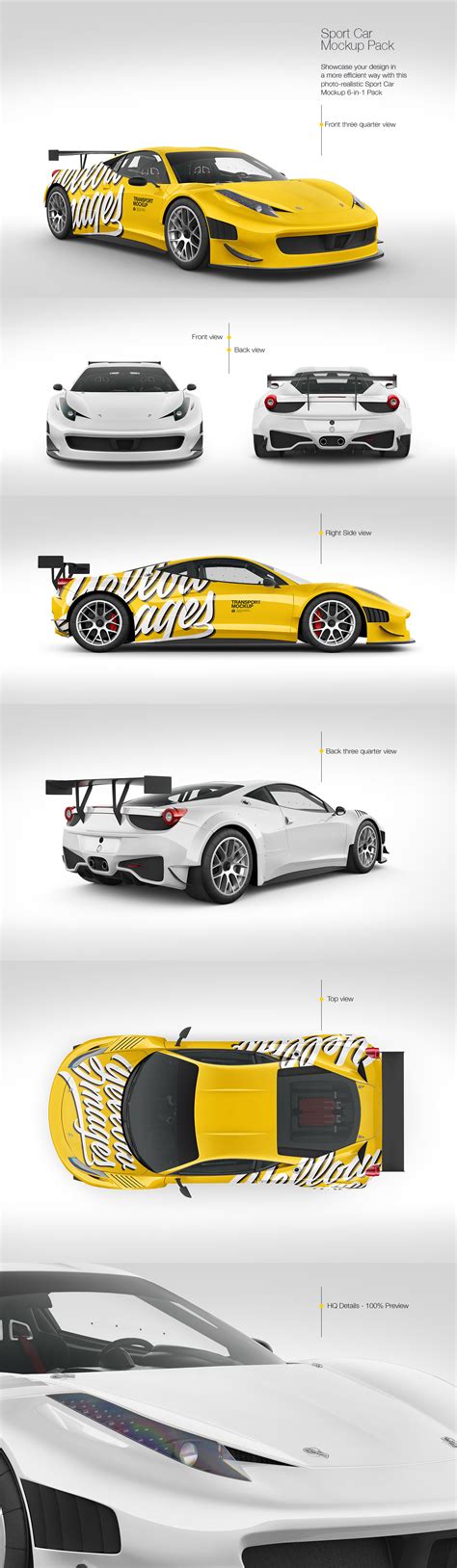 Sport Car Mockup Pack On Yellow Images Creative Store