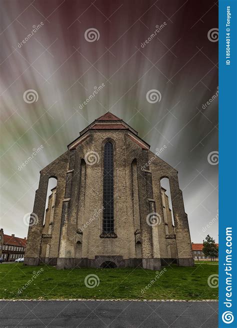 Copenhagen Grundtvigs Church Sunburst Aurora Effect Stock Photo Image