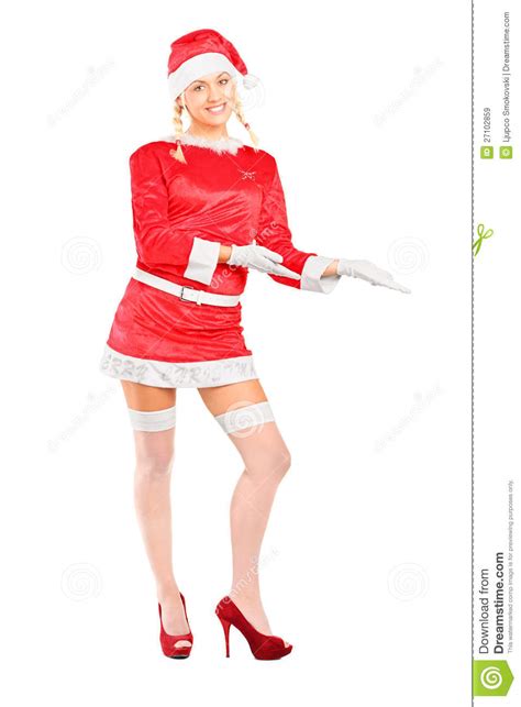 Beautiful And Woman Wearing Santa Costume Royalty Free