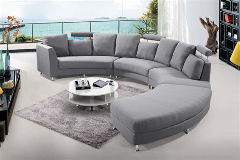 Italian Design Circular Sofa Light Grey Fabric Fabric Sectional