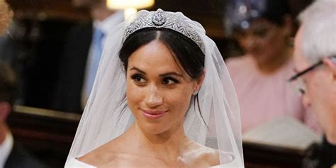 Meghan markle wore queen mary's diamond bandeau tiara with a low updo for her wedding to prince harry on may 19 — details. Meghan Markle said the Queen helped her choose her diamond ...