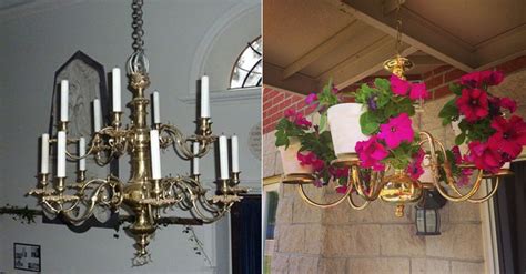 Take A Look At These Old Chandeliers Repurposed As Unique Planters