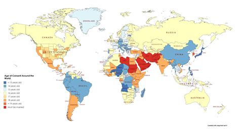 Age Of Consent Around The World R Mapporn