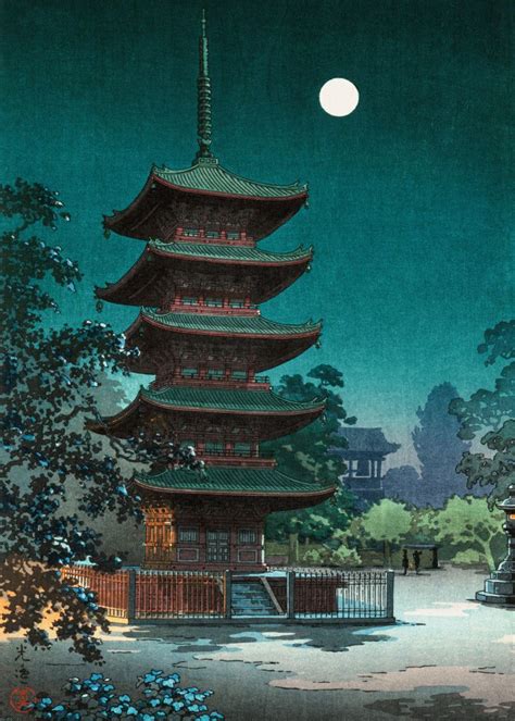 Japanese Night Scene Poster By Aeiaua Displate Japanese Landscape