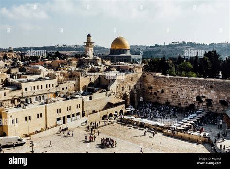 Jerusalem Western Wall View Al Aqsa Mosque And Jerusalem Archaeological Park Israel Middle