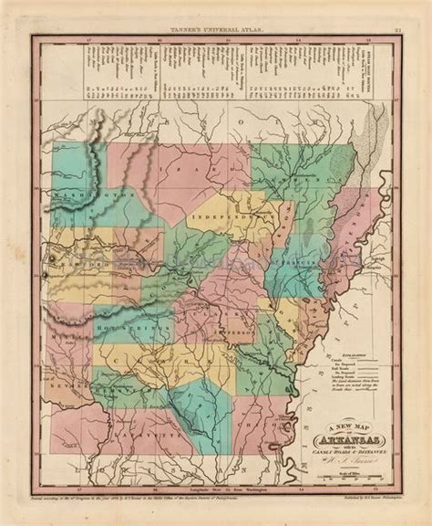 Arkansas Old Map Tanner 1836 Digital Image Scan Download Map Of