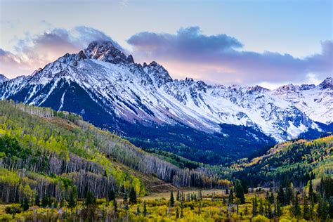 Beautiful And Colorful Colorado Rocky Mountain Autumn Scenery Mt Sneffels In The San Juan