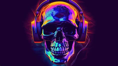 Premium Ai Image A Skull Wearing Headphones