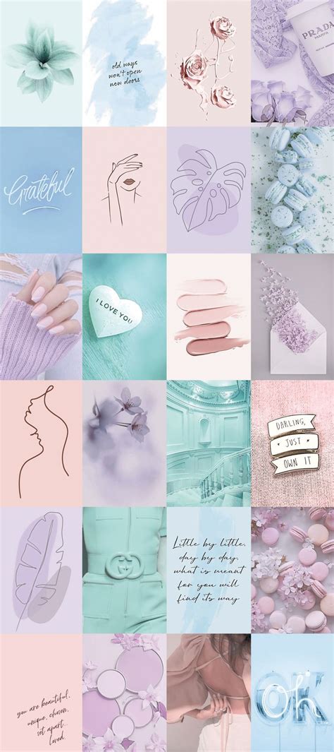 Pastel Photo Collage Kit Aesthetic Colorful Picture Wall Etsy Uk