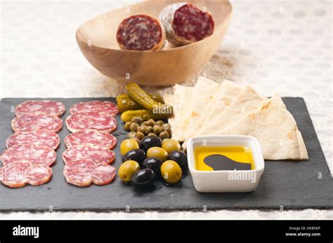 Cold Cut Platter With Pita Bread And Pickles Stock Photo Alamy