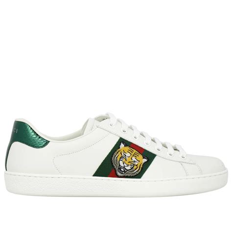 Gucci New Ace Lace Up Sneakers In Smooth Leather With Web Bands And