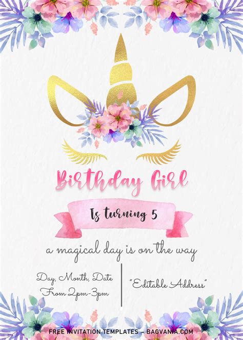 Magical Unicorn Baby Shower Invitation Templates Editable With Ms