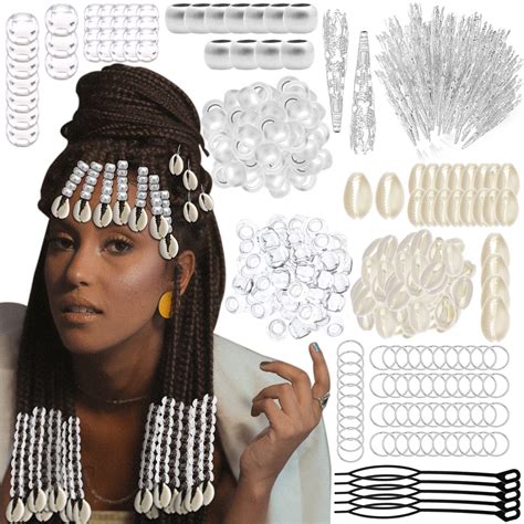 454 Pcs Locs Hair Braids Jewelry Dreadlock Goddess Clear Beads